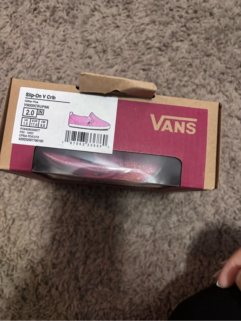 Vans Kids Pink Glitter Slip-On Shoe